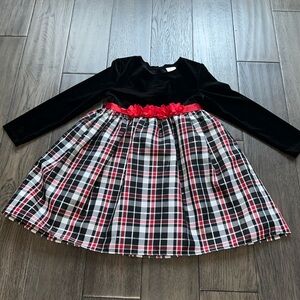 Long sleeve velvet top holiday dress with Front floral attached sash